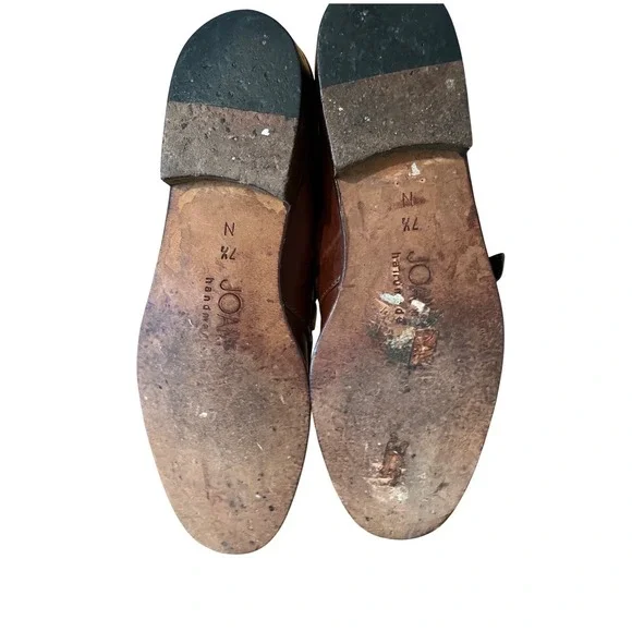 Vintage Leather Joan & David Handmade in Italy Brown Oxford 7.5 Narrow Fringe - Picture 7 of 8